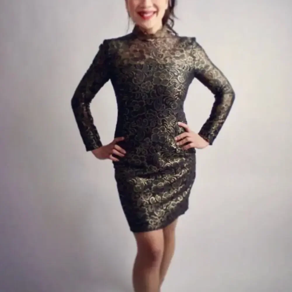 Rachel Zoe Black Lace Mini Dress Size 2 Designer Cocktail Metallic Sheath $465 - Picture 13 of 13